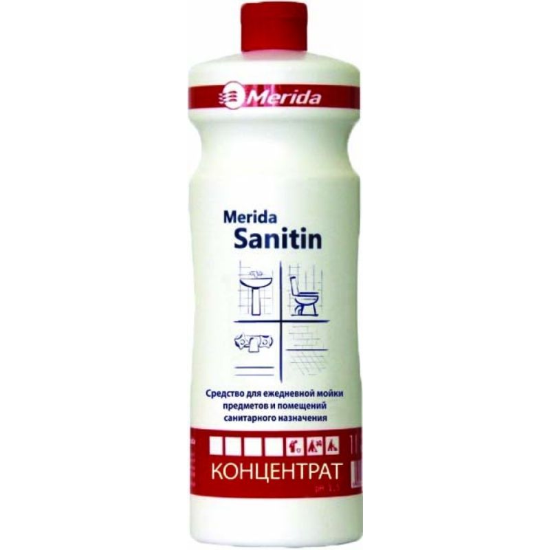 Кислотное средство для текущей уборки санитарных комнат MERIDA SANITIN - концентрат (1л.)